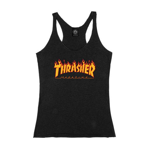 Thrasher Flame Logo Girls Tank Top Black