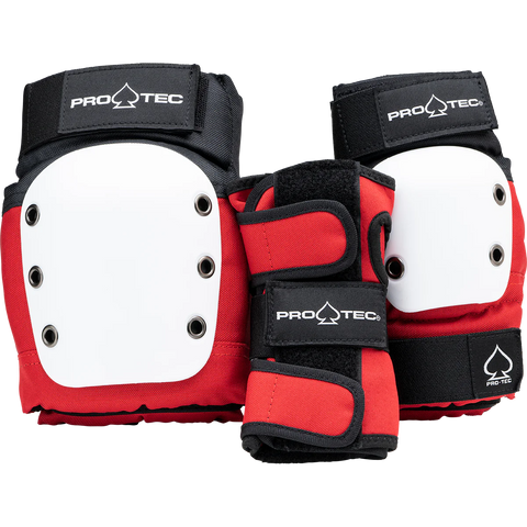 Pro-Tec Pads Jr. Street Gear 3 Pack Set Open Back Red/White/Black