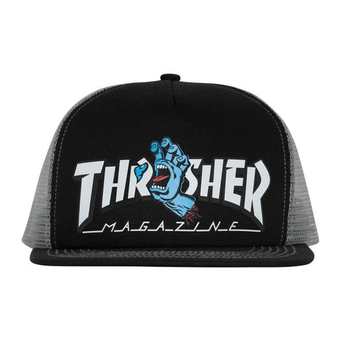 Santa Cruz X Thrasher Screaming Logo Trucker Hat Black/Grey