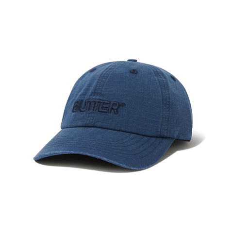Butter Goods Ripstop Rounded Logo 6 Panel Cap Washed Navy