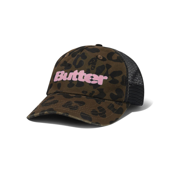 Butter Goods Stencil Trucker Cap Leopard