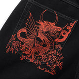 Butter Goods x Daniel Johnston Dragon Denim Shorts Washed Black