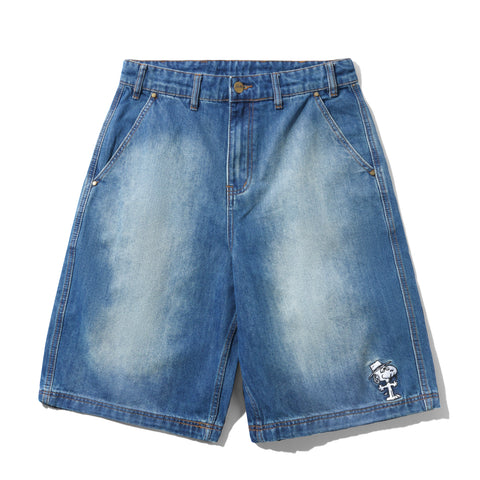 Butter Goods x Peanuts Spike Work Shorts Distressed Indigo