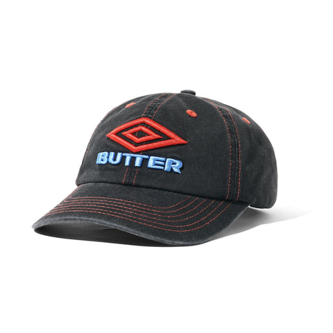 Butter Goods x UMBRO Diamond Logo 6 Panel Cap Washed Black