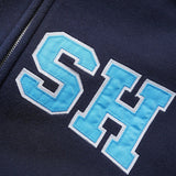 Cash Only Campus Applique Zip-Thru Hood Washed Navy
