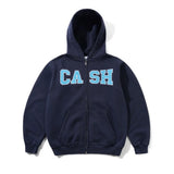 Cash Only Campus Applique Zip-Thru Hood Washed Navy