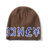 Cash Only Currency Skully Beanie Brown