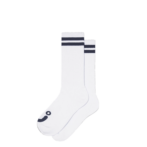 Polar Rib Long Happy Sad Socks White/Navy
