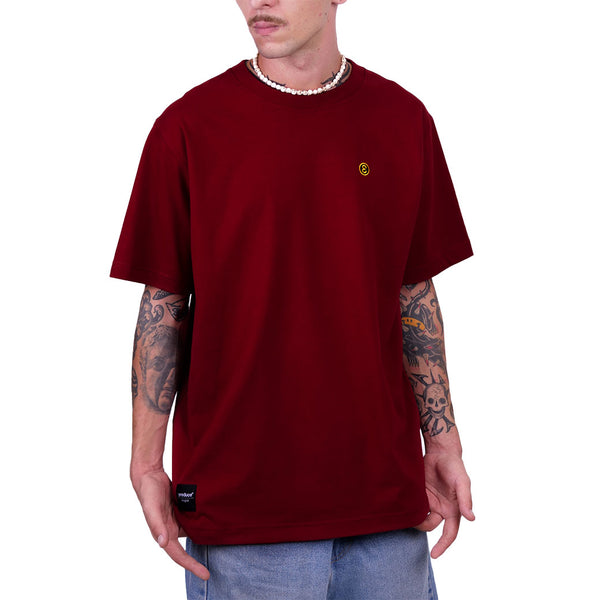 Preduce Small E Two-Tone Embroidered T-Shirt Maroon/Black/Yellow