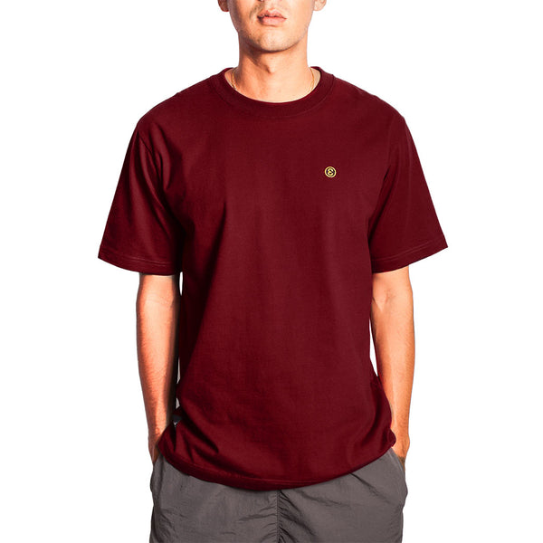 Preduce Small E Two-Tone Embroidered T-Shirt Maroon/Black/Yellow