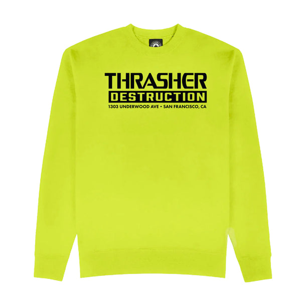 Thrasher_Destruction_Crewneck_Safety_Green
