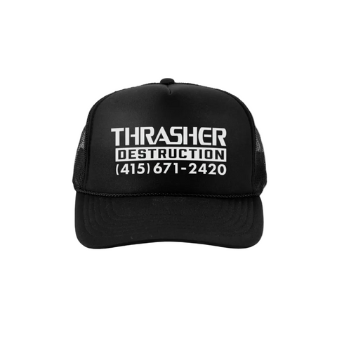 Thrasher Destruction Trucker Hat Black