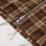 Victoria Plaid Zip Shirt Brown