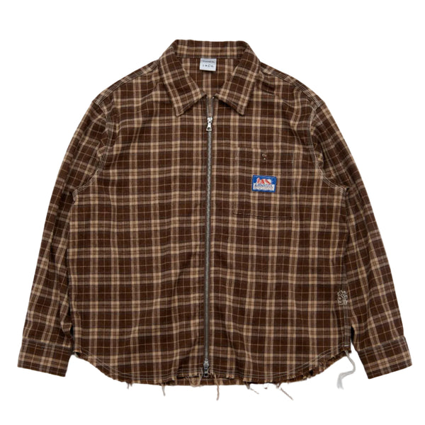Victoria Plaid Zip Shirt Brown