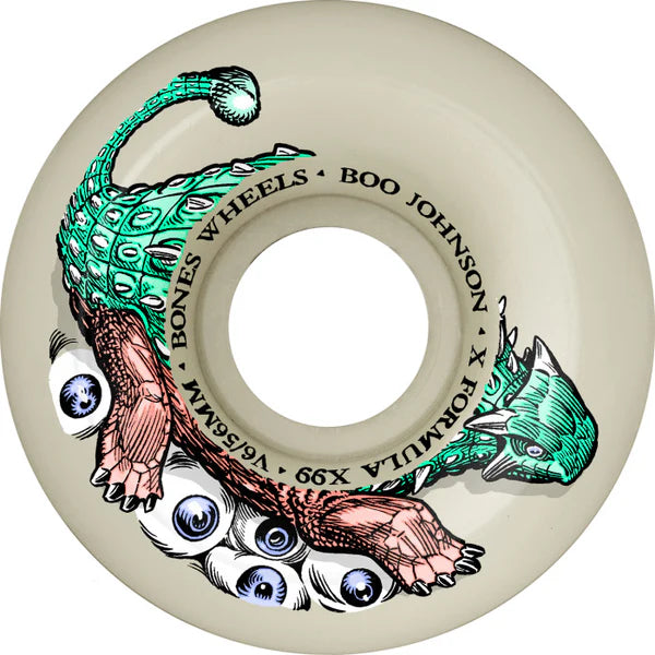 Bones Boo Dino-Sortas X-Formula V6 Widecut 99A Skateboard Wheels 56mm