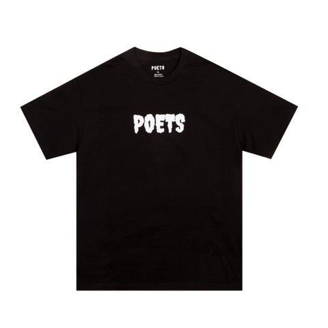 Poets Aeasop Flock T-Shirt Black 01