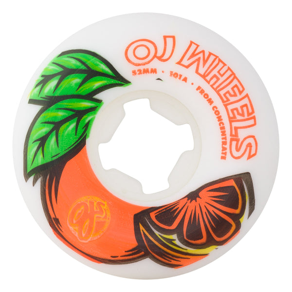 OJ From Concentrate White Orange Hardline 101a Skateboard Wheels 52mm